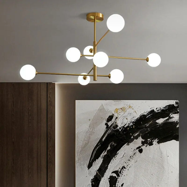 Lustre contemporain en verre et laiton