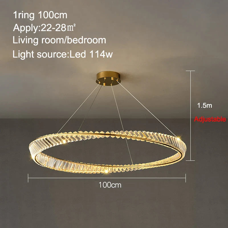 Lustre de plafond en cristal LED nordique de luxe pour salon et salle à manger