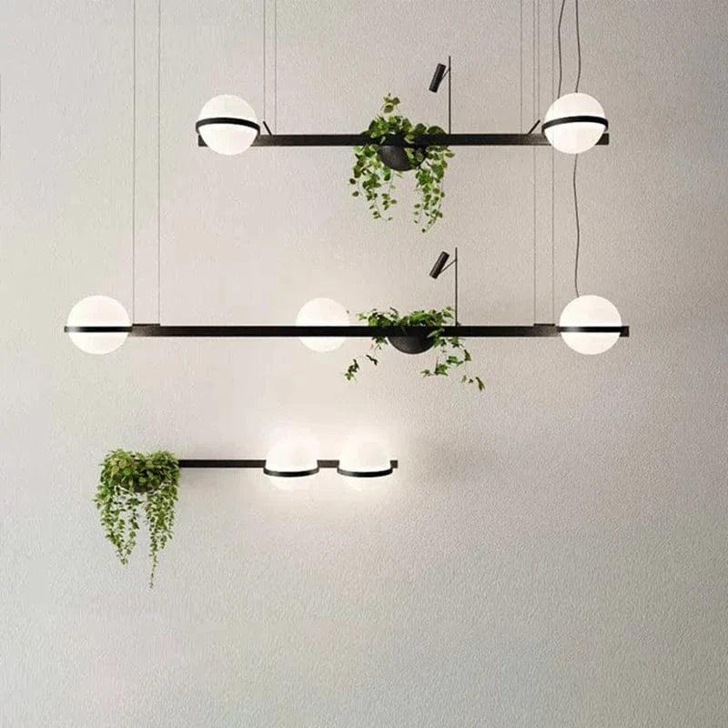 Lustre Moderne DIY LED avec Pot de Fleurs pour un Jardin Céleste
