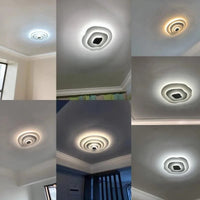 Lustre moderne LED Anneaux Annuels Ondulation Forme Décoration Fer Blanc