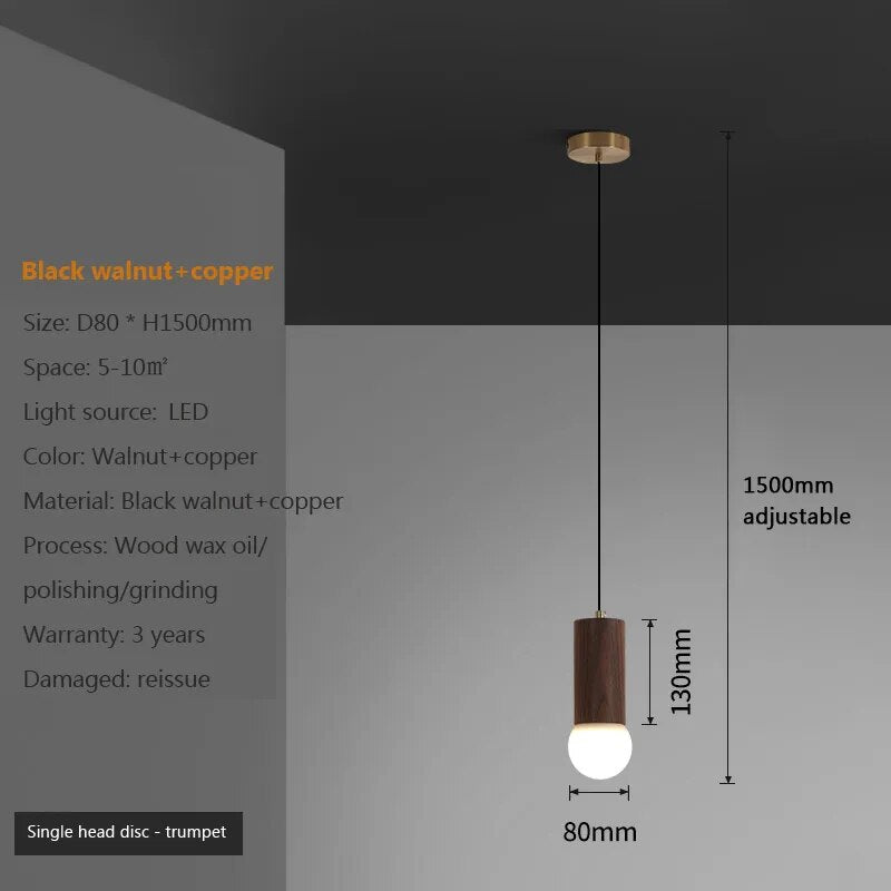 Lustre Chinois en Noyer avec Barre de Suspension