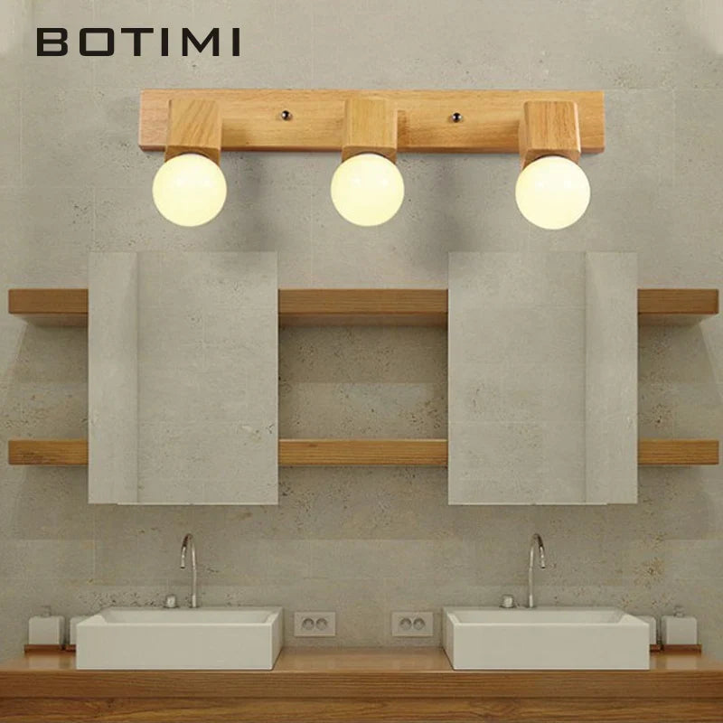 Applique murale en bois massif pour hôtel et miroir ajustable