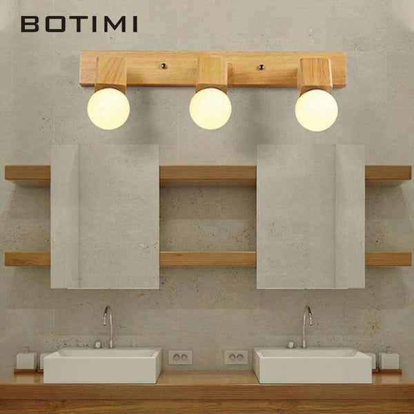 Applique murale en bois massif pour hôtel et miroir ajustable