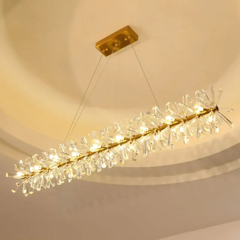 Lustre en cristal de fleur moderne luxe Suspension LED pour salon 60 80 100 cm anneaux suspendus
