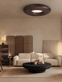 Plafonnier LED Vintage Chic en Bois Foncé - Grand Lustre