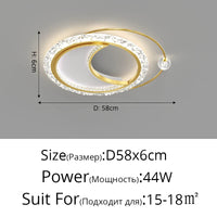 Lustre nordique minimaliste en acrylique LED or moderne - Édition Prestige