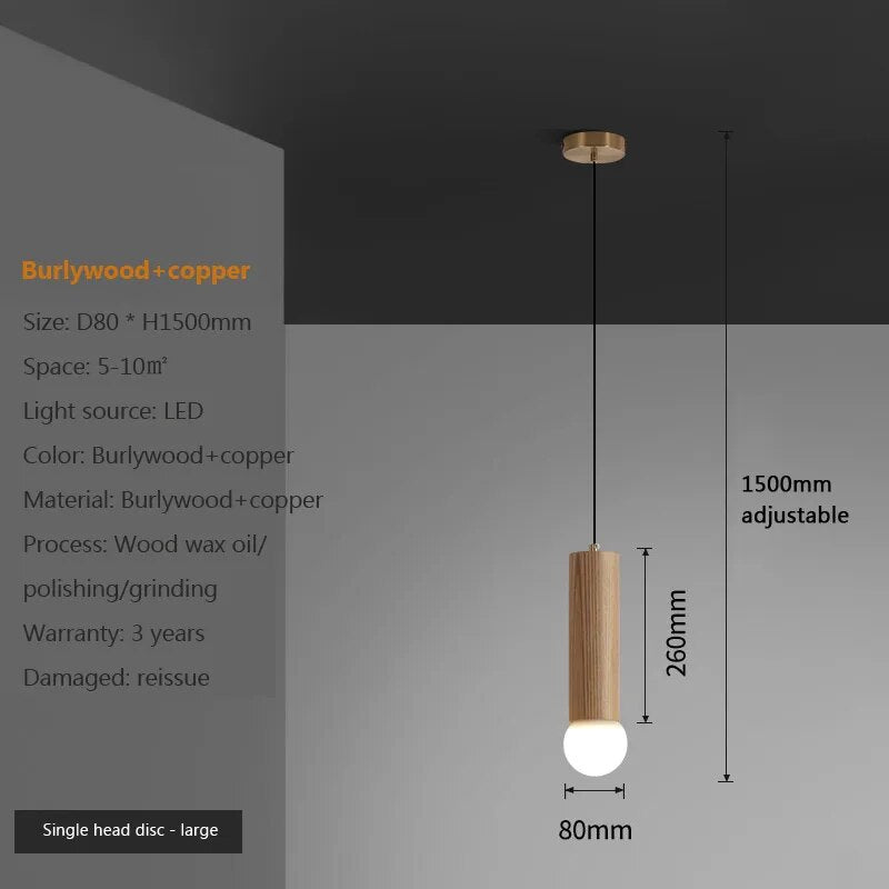 Lustre Chinois en Noyer avec Barre de Suspension