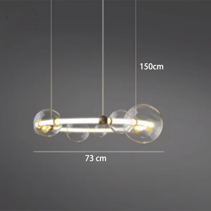 Lustre de luxe à bulles à LED en verre transparent créatif
