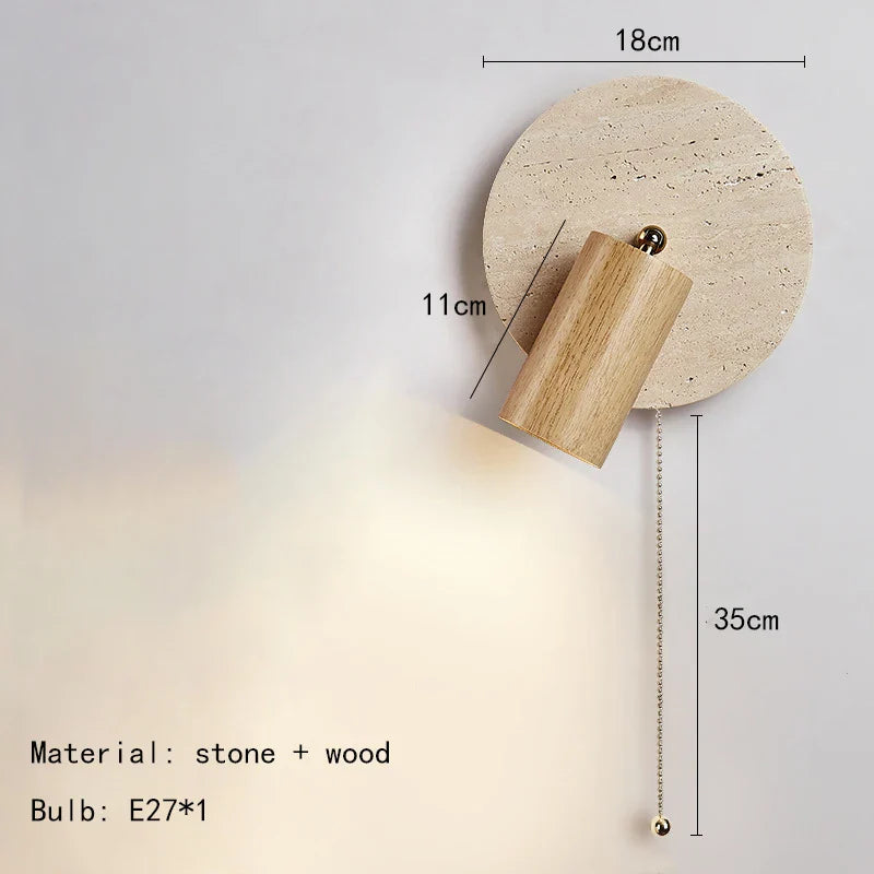 Applique murale design en bois de pierre naturelle avec interrupteur
