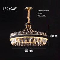 Lustre en cuir LED Cristal Luxueux Rond Suspendu Moderne - Élégance Brillante