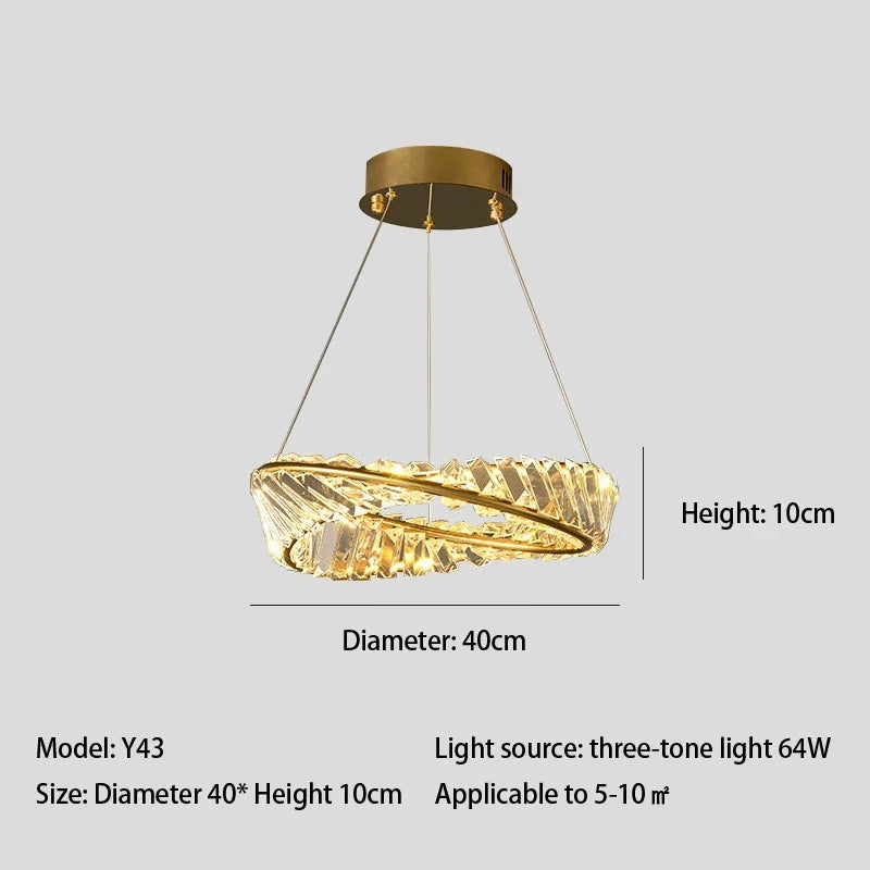 Lustre LED Moderne en Cristal K9 avec Anneau Irrégulier - Collection Élégance Cristalline