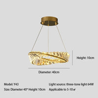 Lustre LED Moderne en Cristal K9 avec Anneau Irrégulier - Collection Élégance Cristalline