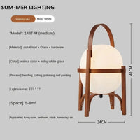 Lampe de table nordique en verre avec panier en bois - Édition Limitée