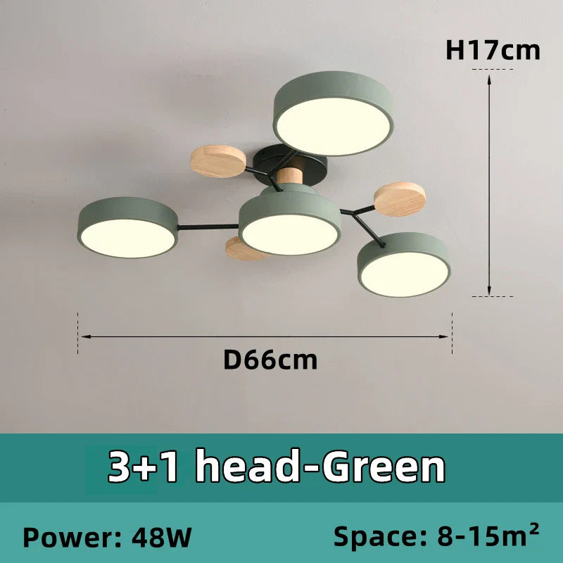 Lustre LED Nordique en Bois - Éclairage Intérieur Minimaliste