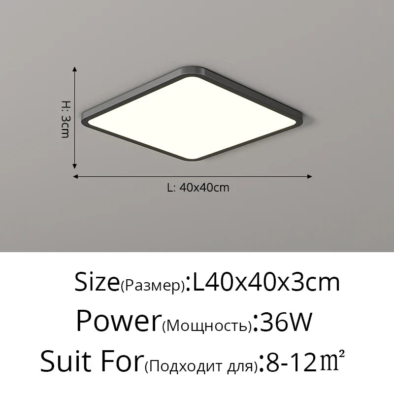 Plafonnier LED Ultra-mince Rectangulaire Minimaliste Scandinave Moderne en Acrylique