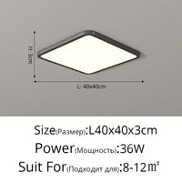 Plafonnier LED Ultra-mince Rectangulaire Minimaliste Scandinave Moderne en Acrylique