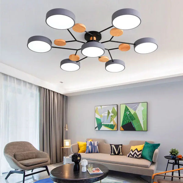 Lustre LED Nordique en Bois - Éclairage Intérieur Minimaliste