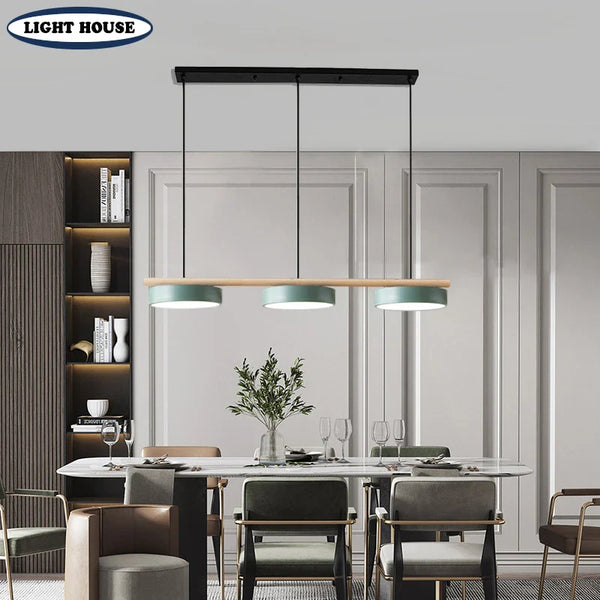 Lustre Nordique en Bois Massif avec LED Intégrée - Collection Scandinave
