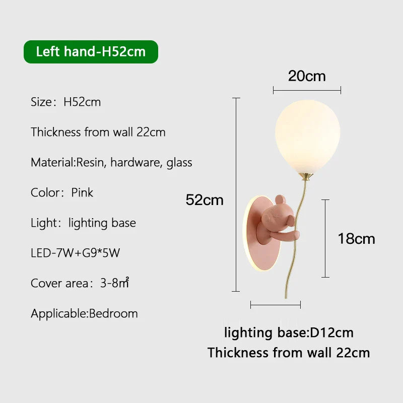 Applique murale nordique LED Ours Ballon - Collection Créative