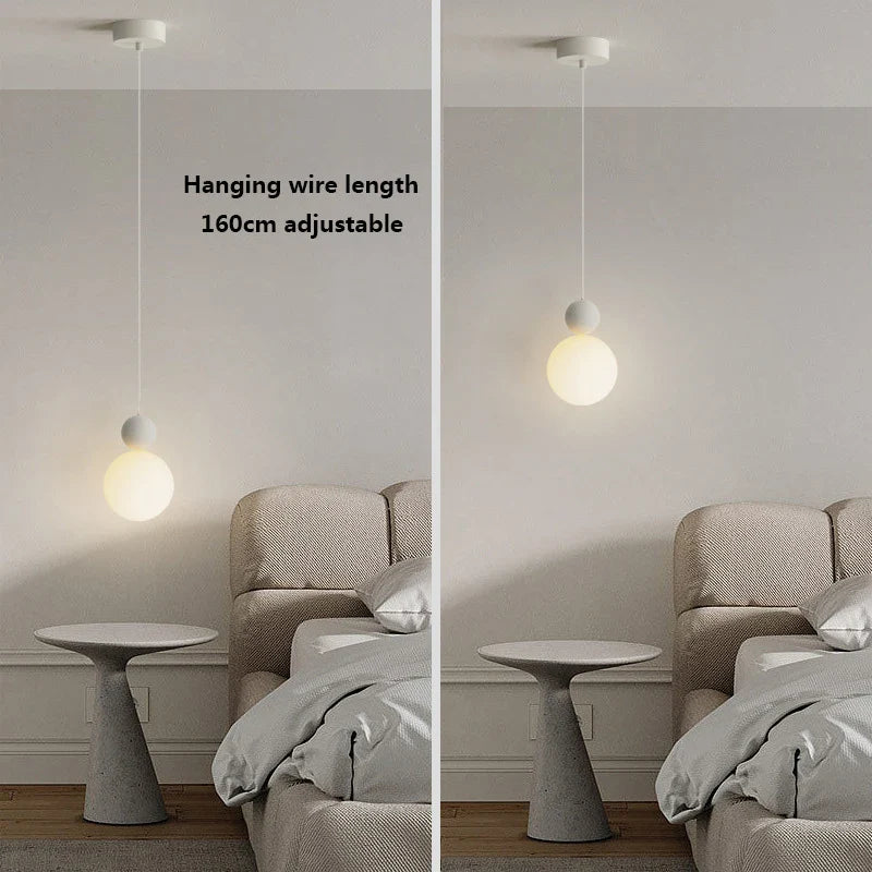Lustre Nordique LED: Suspension Boule Blanche Lait - Luminaire