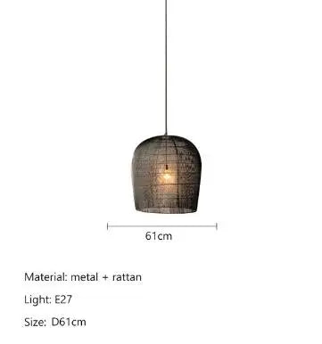Suspension japonaise Wabi Sabi en rotin artisanal