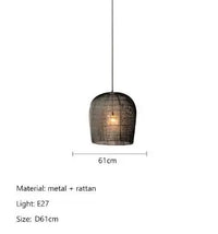 Suspension japonaise Wabi Sabi en rotin artisanal