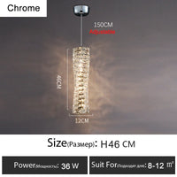 Lustre Or Dimmable avec anneau de lumière LED en cristal pour maison moderne de luxe