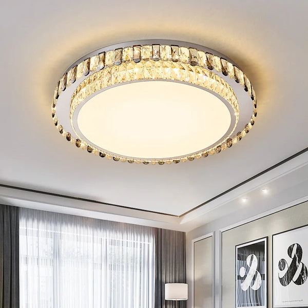 Plafonnier LED de Luxe en Cristal Rond Moderne