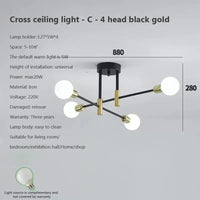 Lustre LED Moderne Chic en Noir, Blanc et Or