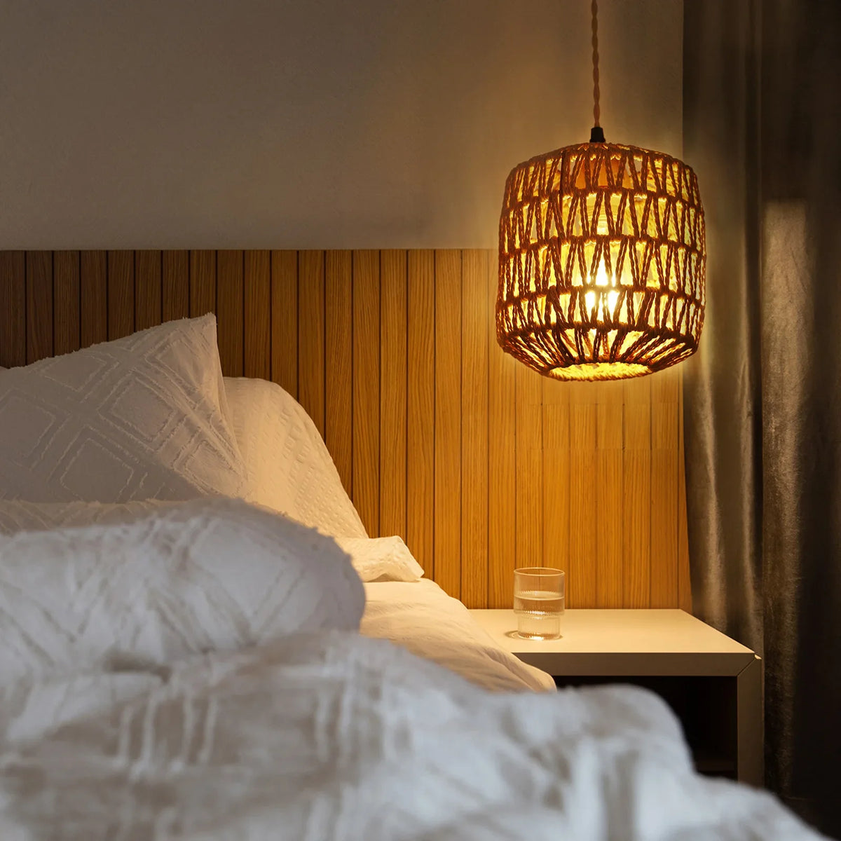 Applique Murale LED en Rotin Tissé Rétro avec Corde de Chanvre - Collection Lumière Naturelle