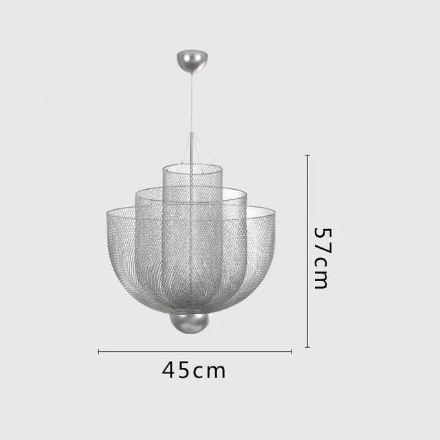 Lustre Nordique Dimmable en Grille Métallique LED Géométrique, Design Moderne