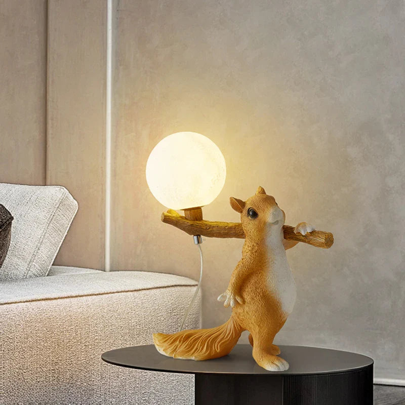 Lampe de Table Nordique Créatif LED Animal Écureuil