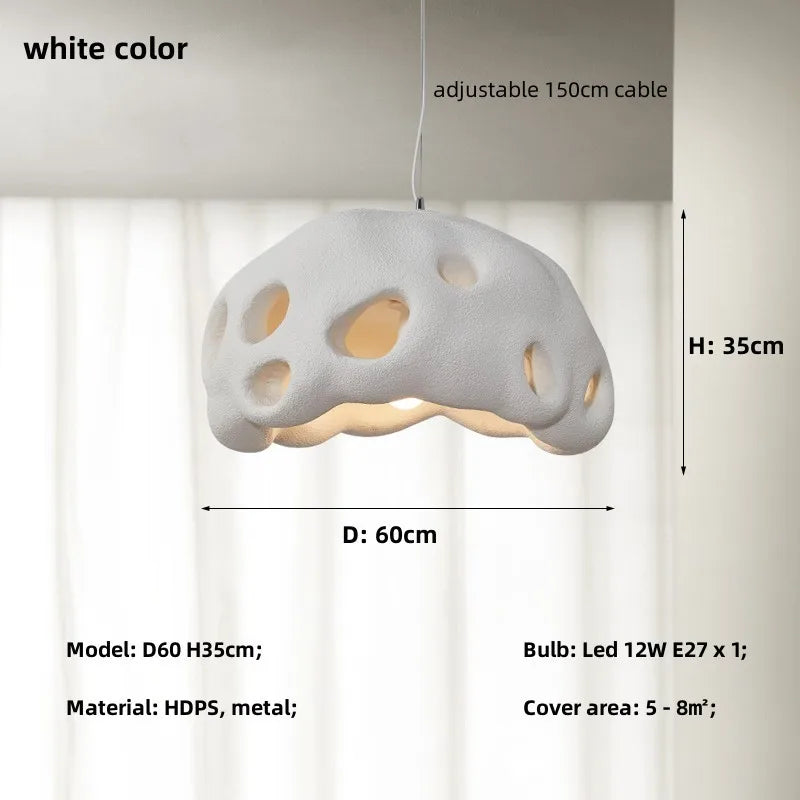 Lustre LED design en suspension nordique Wabi Sabi irrégulier