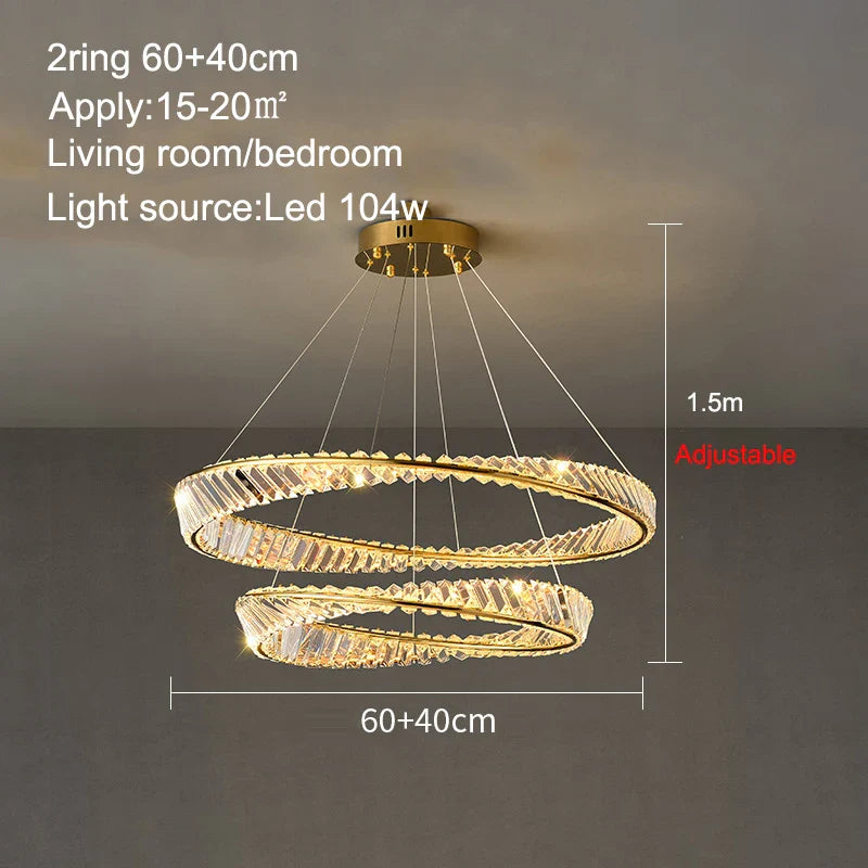 Lustre de plafond en cristal LED nordique de luxe pour salon et salle à manger