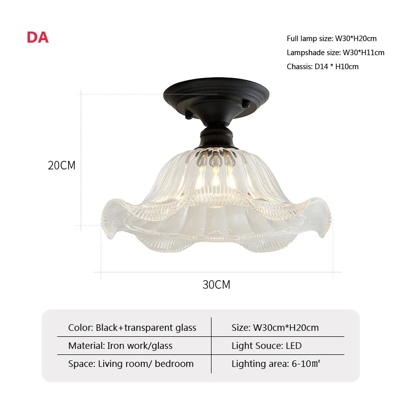 Plafonnier Rétro Américain avec Couvercle en Verre - Décoration Créative