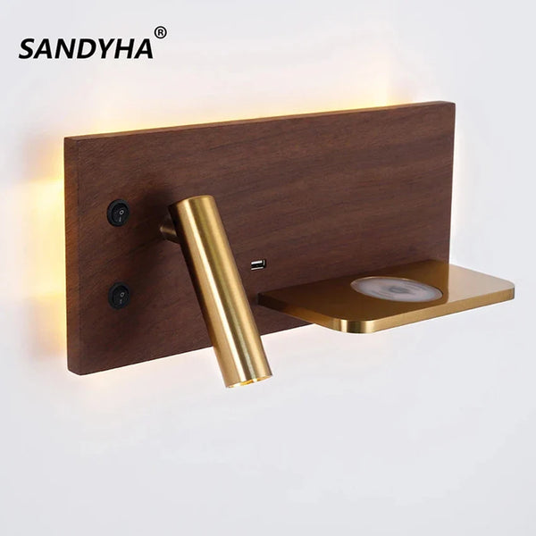 Applique Murale Moderne avec Chargeur Sans Fil et Éclairage LED Nocturne USB