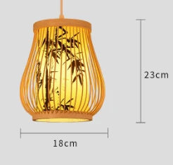 Lustre en bambou de style chinois, tissé à la main
