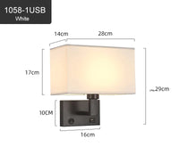 Applique murale intelligente nordique avec chargeur USB rapide et abat-jour 3 couleurs