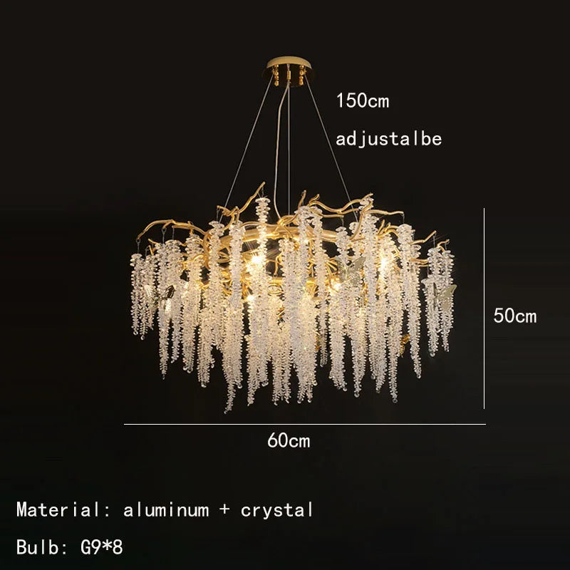 Applique murale LED en cristal et aluminium doré - Nouveauté Art Déco