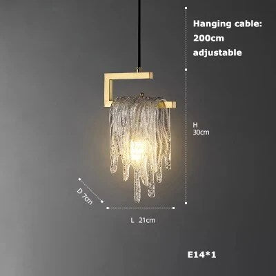 Lustre LED en Cuir et Verre