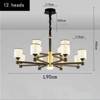 Lustre Nordique Luxe en Cristal Or et Noir