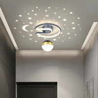Plafonnier LED 28W Noir Gris pour Couloir avec Boule de Verre Nuances - Effet Etoile