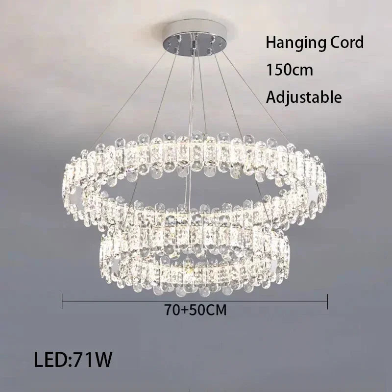 Lustre moderne en cristal avec lampes LED pour une décoration sophistiquée