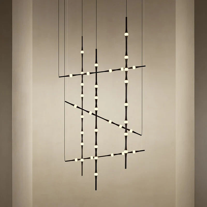 Lustre d'escalier moderne à LED pour une décoration intérieure nordique de Villa prestige