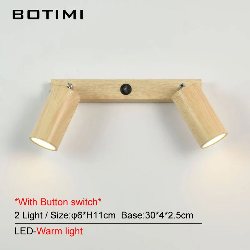 Botimi - Lampe de Table Nordique en Bois avec Poussoir