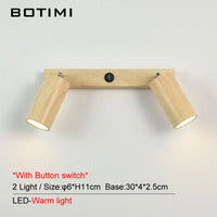 Botimi - Lampe de Table Nordique en Bois avec Poussoir