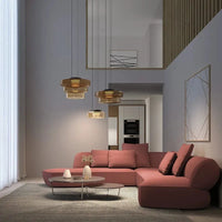 Suspension design danois bohème avec abat-jour en verre pour tables basses.
