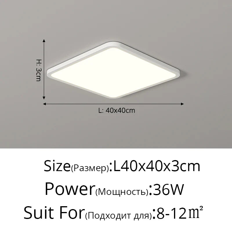 Plafonnier LED Ultra-mince Rectangulaire Minimaliste Scandinave Moderne en Acrylique