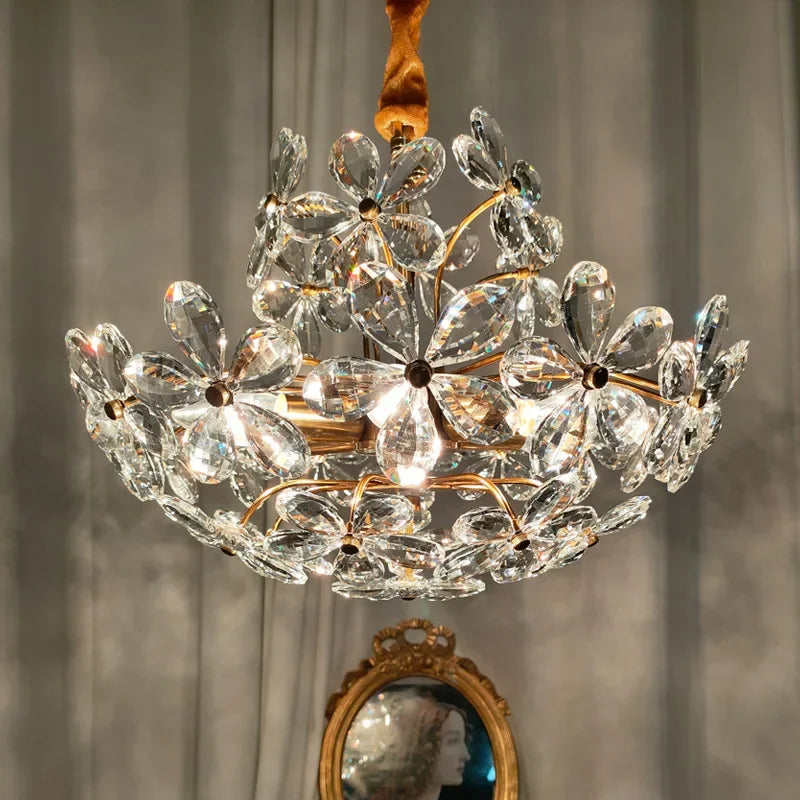 Lustre Plafond Rétro Fleur Cristal LED QFontaines D'Intérieur