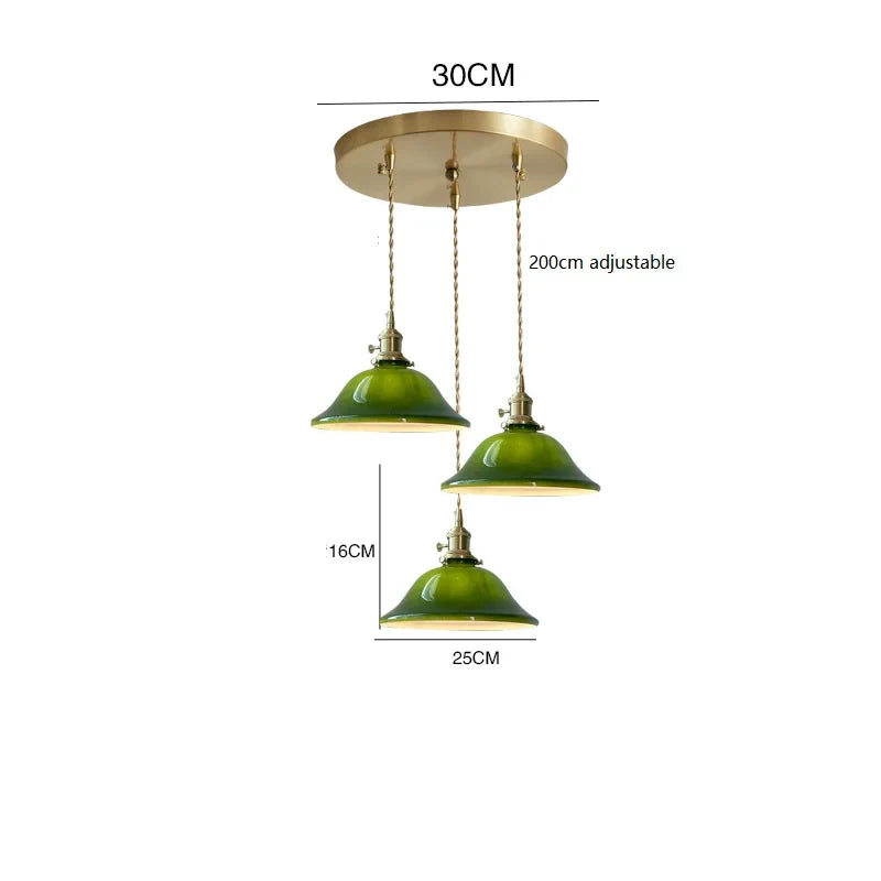 Suspension Vintage Américaine en Cuivre Bois Verre Edison
